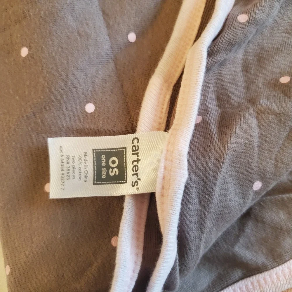 Carters Pink Brown Tiny Mini‎ Polka Dot Circles Baby Girl Cotton Swaddle Blanket